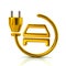 Electric car charging parking golden icon 3d illustration