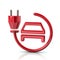 Electric car charging parking red icon 3d illustration