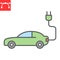 Electric car color line icon, energy and ecology, electrical transport sign vector graphics, editable stroke colorful