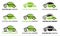 Electric Car Eco Nine Icons Design Isolated