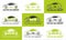 Electric Car Eco Nine Icons Design Isolated