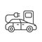 Electric car on EV station line icon. EV charging station. Electric vehicle charging station icon. Editable stroke