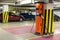 Electric car fast charging station at indoor underground parking. Power supply point network for hybrid electric car
