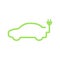 Electric car icon. ECO green line vehicle symbol. Auto outline vector illustration