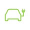 Electric car icon. ECO green line vehicle symbol. Hybrid car sign.