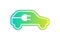 Electric car icon. Electrical cable plug charging gradient symbol. Eco friendly electric auto vehicle logo concept