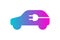 Electric car icon. Electrical plug in automobile silhouette gradient symbol. Eco friendly electric auto vehicle charging