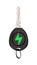 Electric car key with green lightning bolt sign. 3D illustration