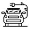 Electric car with a leaf plug icon, outline style