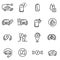 Electric Car linear icons set.