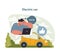 Electric Car Online Engagement Illustration. This vector highlights the digital conversation.