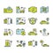 Electric car outine icons set