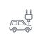 Electric car, plug cable, ecology thin line icon. Linear vector symbol