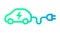 Electric car with plug icon symbol, EV car, Green hybrid vehicles charging point logotype, Eco friendly vehicle
