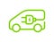 Electric car with plug icon symbol, EV car, Green hybrid vehicles charging point logotype, Eco friendly vehicle concept