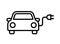 Electric car with plug pictogram outline icon symbol design, Hybrid vehicles charging point logotype, Eco friendly vehicle concept