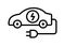 Electric car with plug pictogram outline icon symbol, Hybrid vehicles charging point logotype, Eco friendly vehicle concept