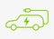 Electric car with power charging cable vector icon