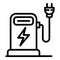 Electric car refueling icon, outline style