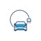 Electric Car with Round Cable and Plug vector colored icon