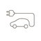 Electric car vector icon, vehicle thin sign, illustration isolated on white, line outline flat design for web, website.