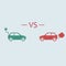 Electric car versus gasoline car. vector symbol in flat color simple style