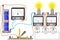 An electric circuit consisting of a light bulb, an electric current source