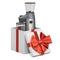 Electric coffee grinder inside gift box, present concept. 3D rendering