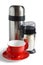 Electric coffee grinder with thermos and red cap