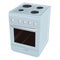 Electric cooker with four burners of different size and oven, blue enameled