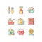 Electric cooking devices RGB color icons set