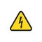 Electric danger sign. Triangle warning icon. Hazard symbol in vector flat