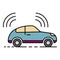 Electric driverless car icon color outline vector