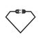 Electric extension cord icon in the shape of diamond - vector