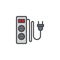 Electric extension cord with two slots filled outline icon