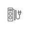 Electric extension cord with two slots line icon