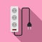 Electric extension cords icon, flat style