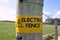 Electric Fence Sign in the Countryside