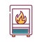 Electric fire color line icon. Heating device. Situated in the room near a sofa. Creates comfort at home. Pictogram for web page,