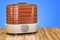 Electric Food Dehydrator on the wooden table. 3D rendering