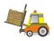 Electric forklift truck with a wooden box