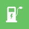 Electric fuel pump station icon. Charging point for hybrid vehicles cars sign symbol