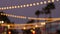 Electric garland, palm trees California USA. Beach sunset, coast twilight sky. Los Angeles lights.