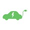Electric green car with plug icon
