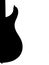 Electric Guitar Black Silhouette in a Vertical View Against a Solid White Background