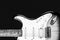 Electric guitar. Close up of music guitar. Stringed electric musical instrument. Musical instrument for rock, blues