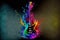 Electric guitar decorated with stylish creative colorful watercolor splash