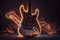 Electric guitar with flames and smoke on dark background