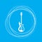 Electric guitar icon. on a blue background with abstract circles around and place for your text.