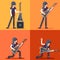 Electric Guitar Icon Guitarist Hard Rock Heavy Folk Music Background Concept set Design